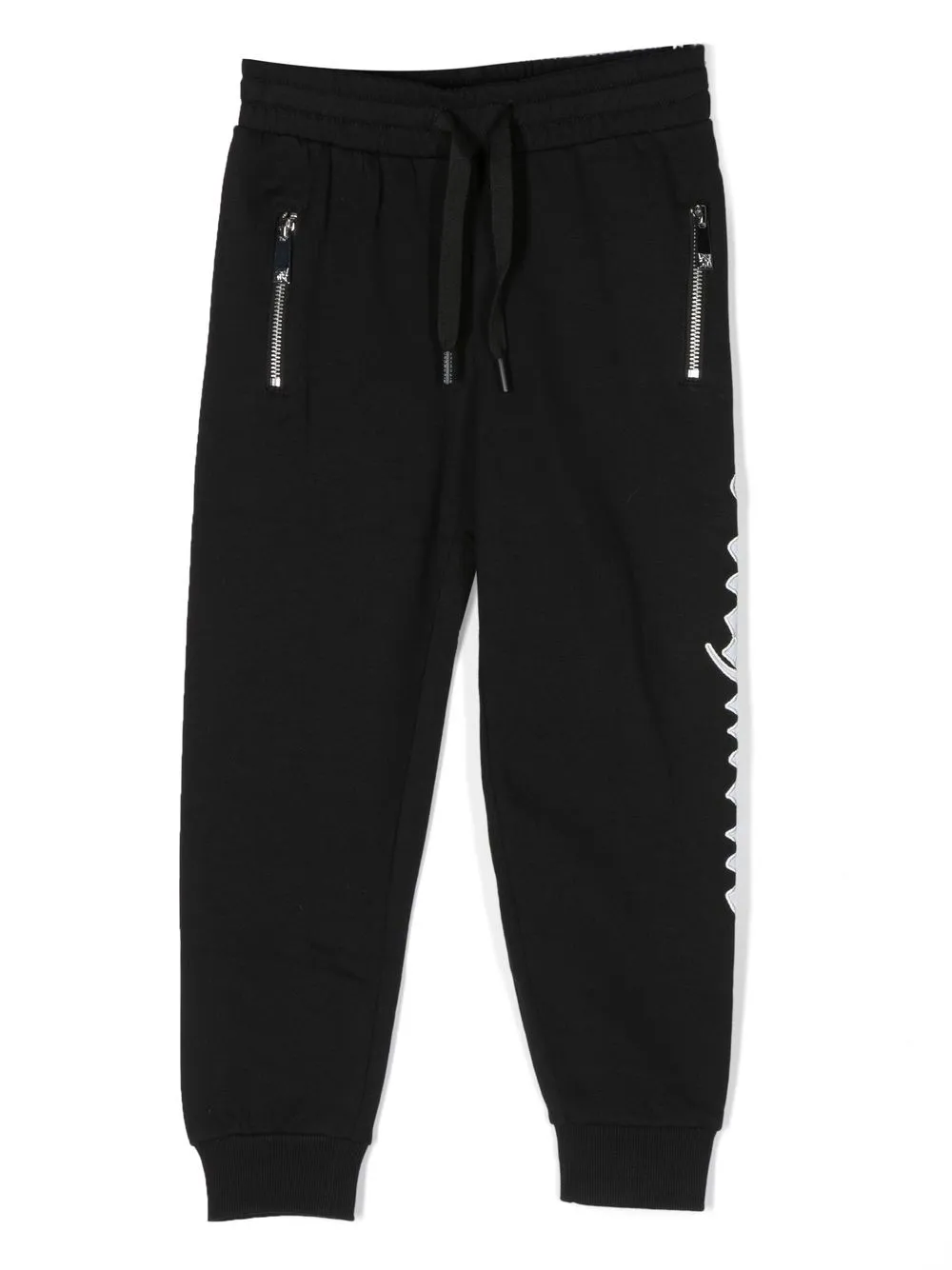 

John Richmond Junior logo appliqué cotton track trousers - Black