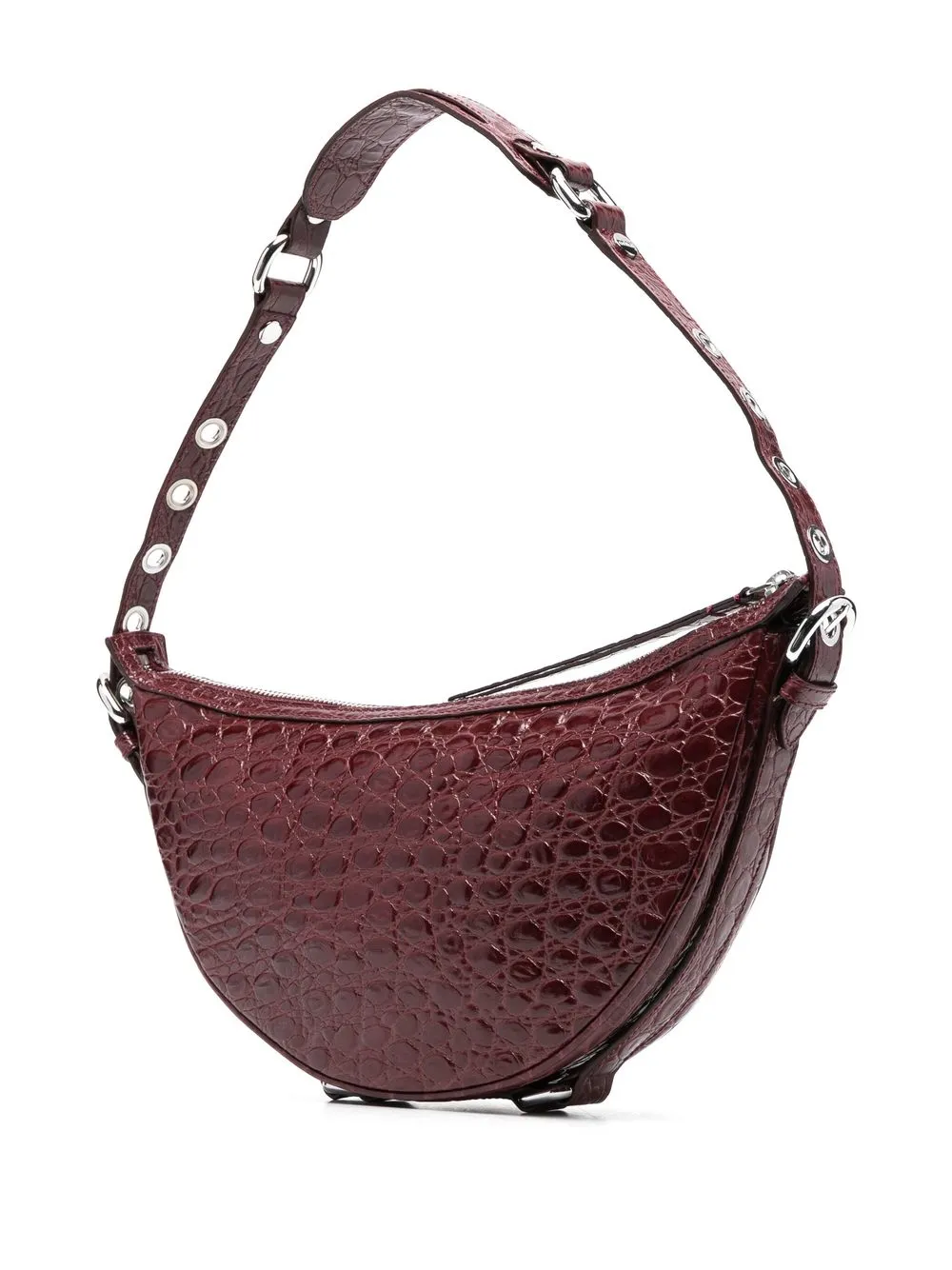 Shop By Far Croco-embossed Detail Shoulder Bag In Rot