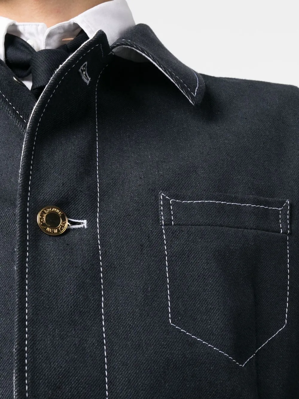 Thom Browne Contrast-stitch Denim Jacket In Blue