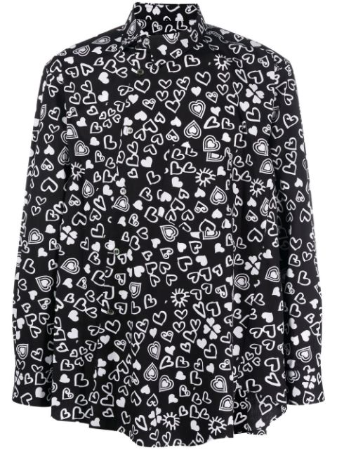 Black Comme Des Garcons heart-print long-sleeve shirt Men