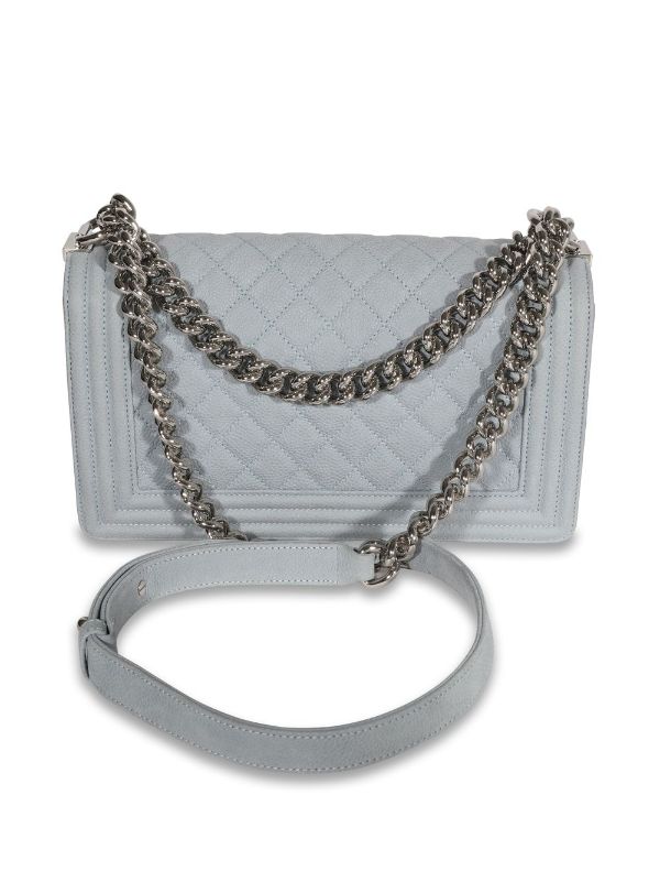 Chanel boy cheap bag silver chain