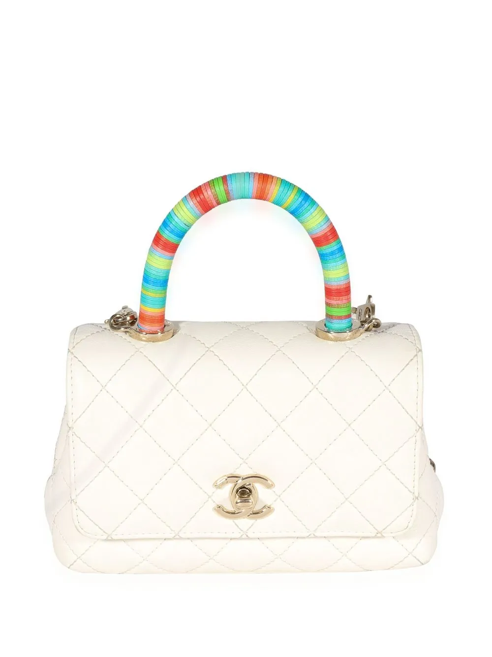 

Chanel Pre-Owned extra mini Rainbow Coco top-handle bag - White