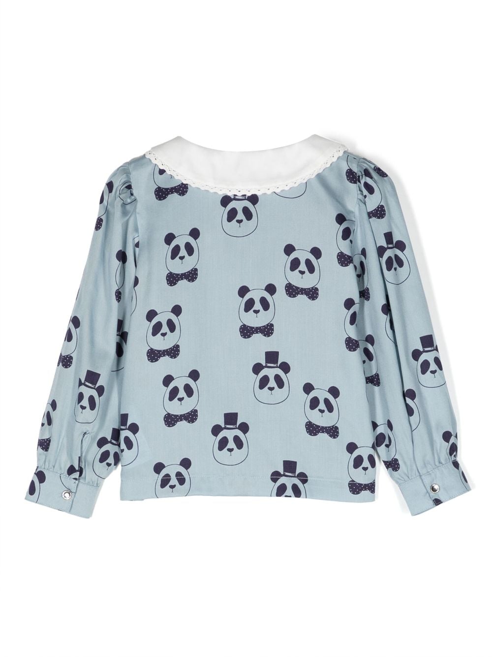 Mini Rodini Shirt met pandaprint - Blauw