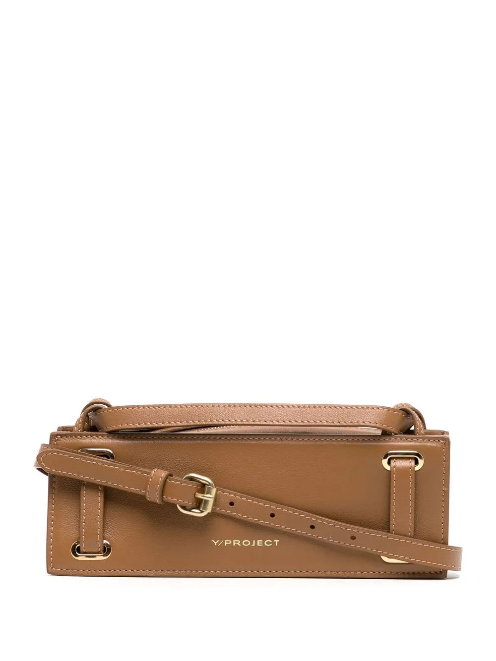 

Y/Project engraved-logo rectanglular crossbody bag - Brown