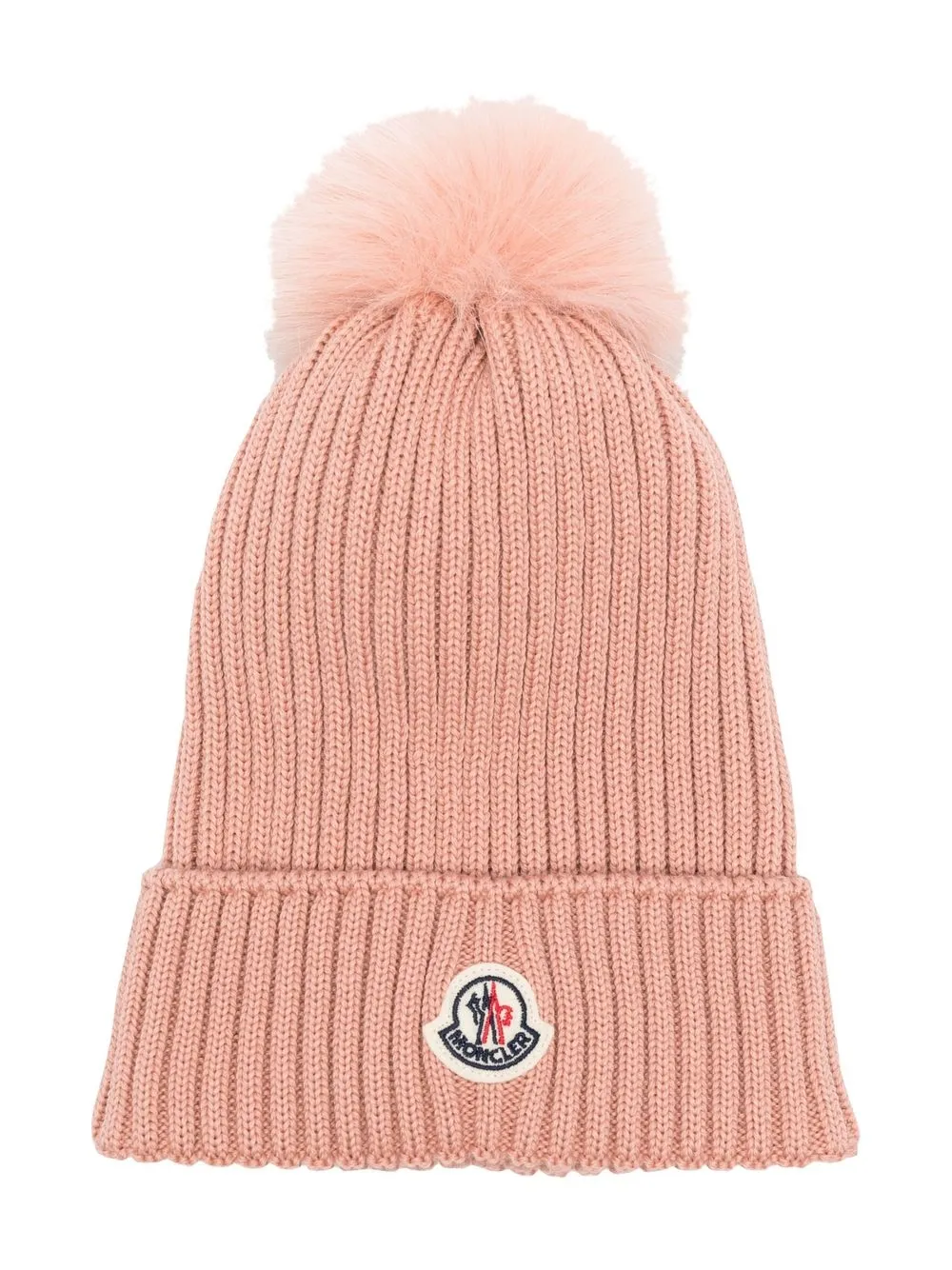 

Moncler Enfant gorro con parche del logo y pompón - Rosado