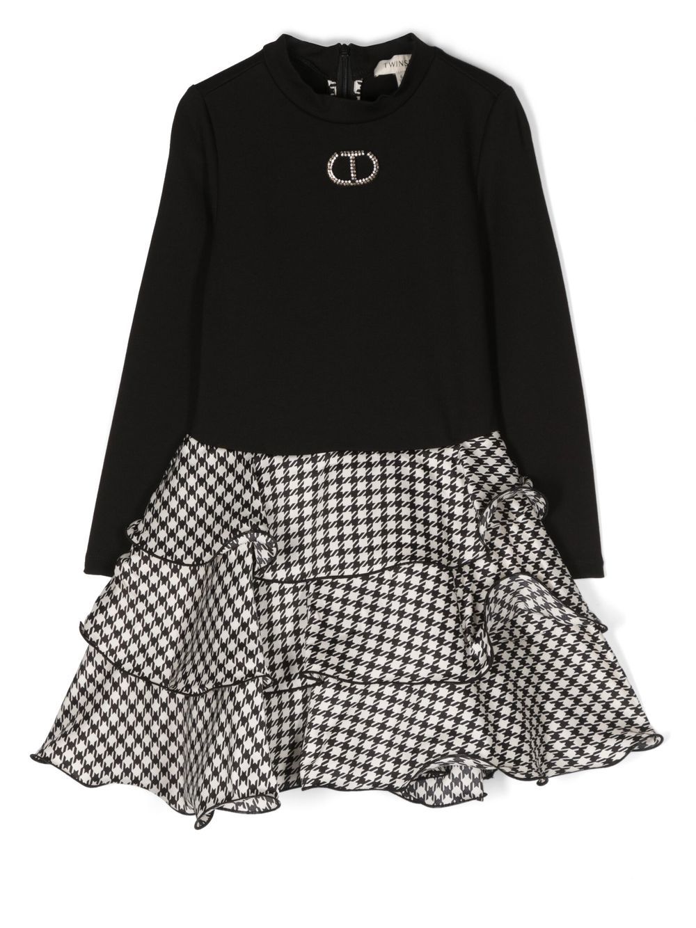 

TWINSET Kids vestido a capas de manga larga - Negro