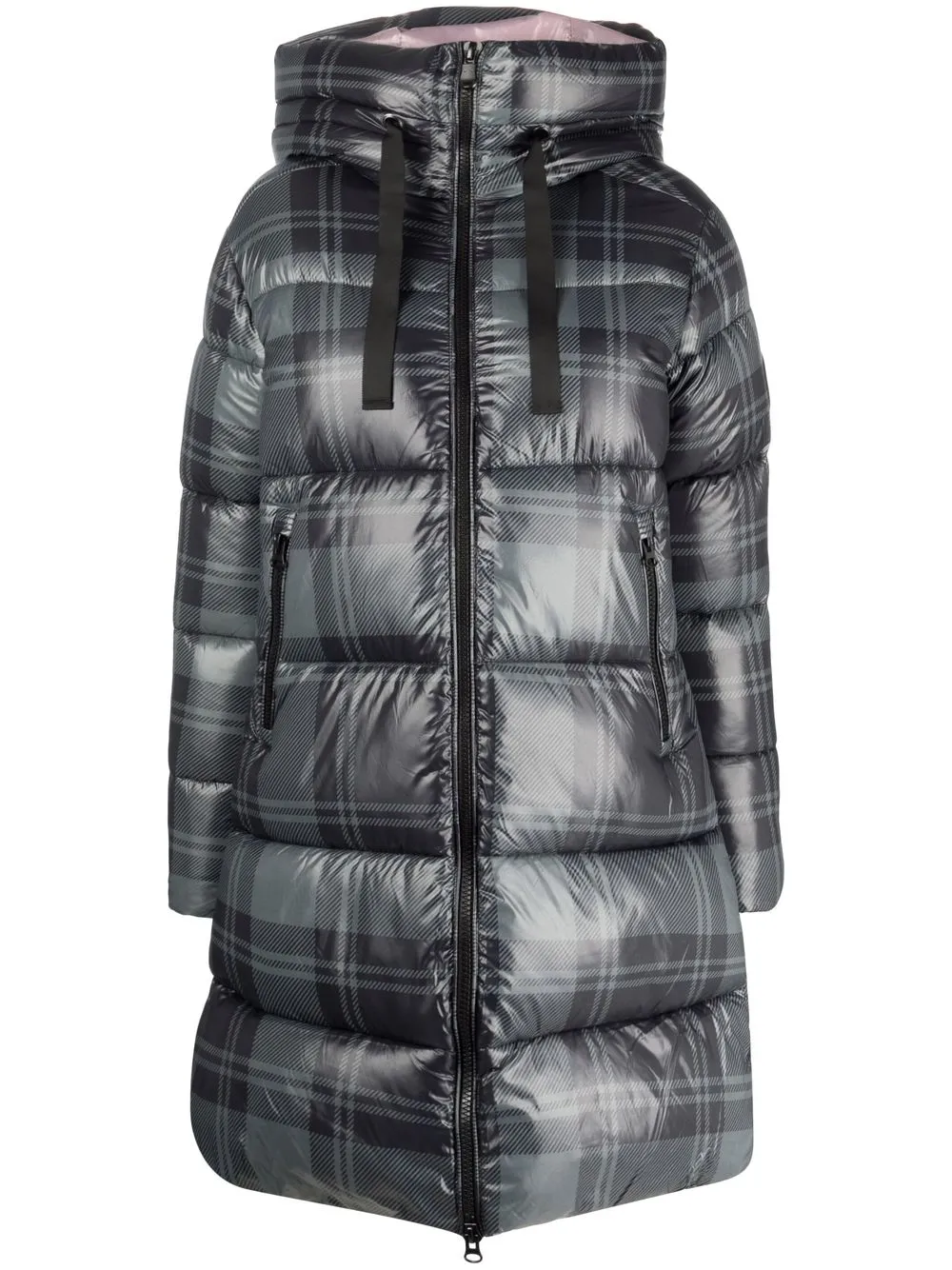 

Save The Duck Yvette tartan-print puffer coat - Blue