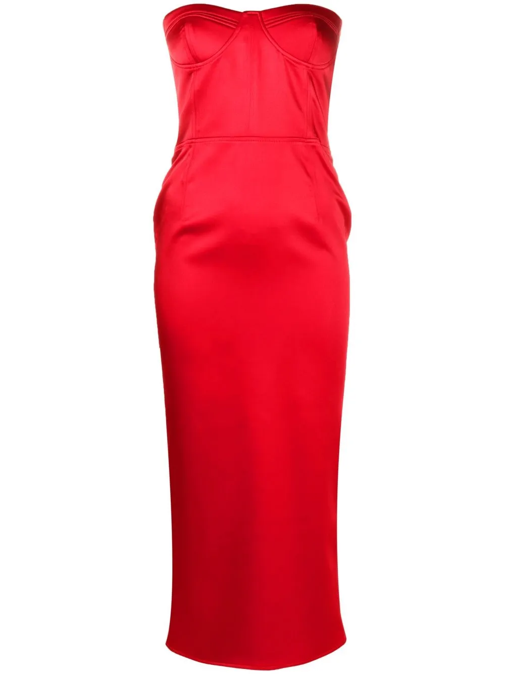 

NEW ARRIVALS vestido midi con escote en forma de corazón - Rojo