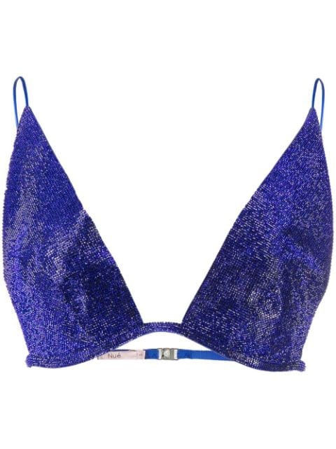 Nuè silk rhinestone bra top