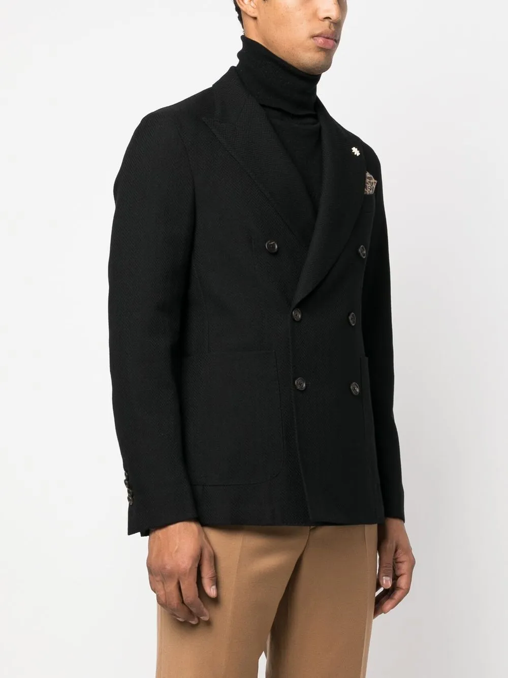 Manuel Ritz Double-breasted Blazer In Black