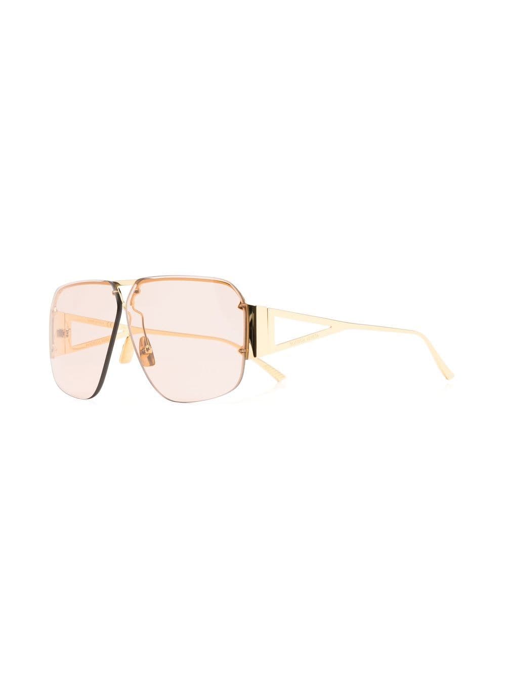 Shop Bottega Veneta Square-frame Tinted Sunglasses In Gold