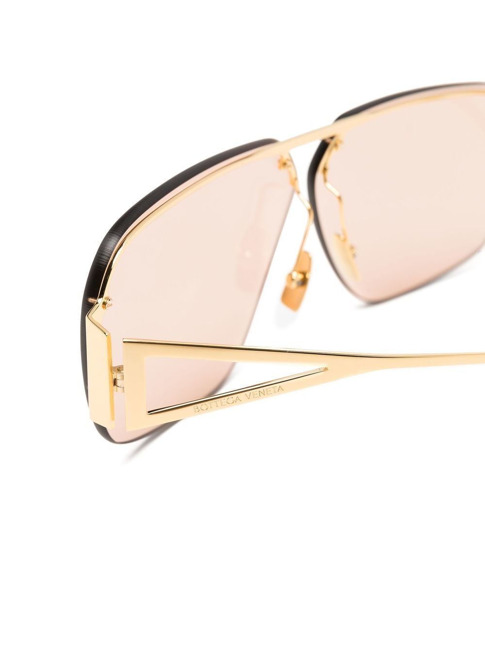 Shop Bottega Veneta Square-frame Tinted Sunglasses In Gold