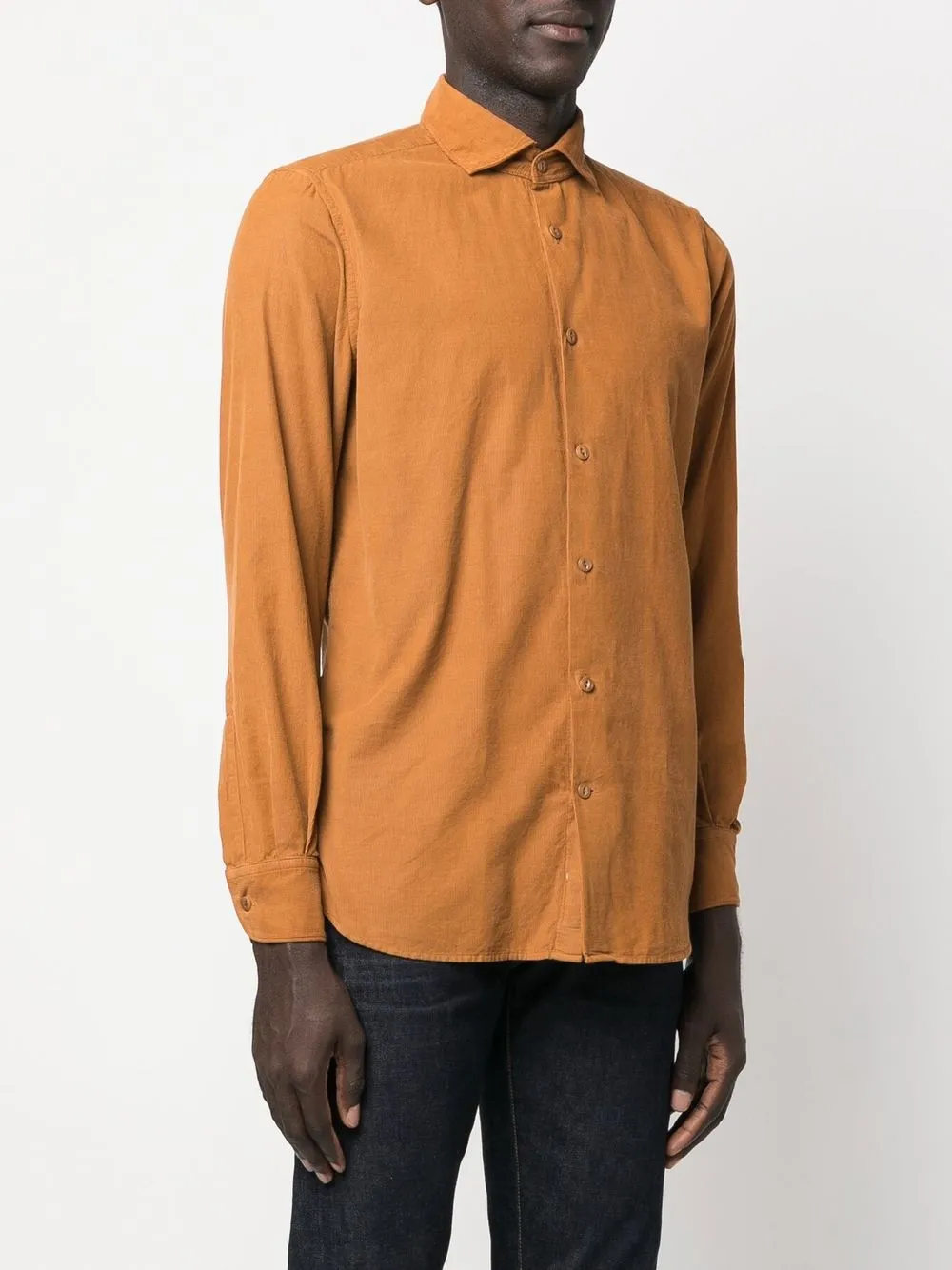 Glanshirt Long-sleeve Cotton Shirt In Orange