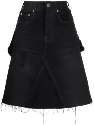 BALENCIAGA デニム スカート Balenciaga ダメージ Aラインデニムスカート | ブラック