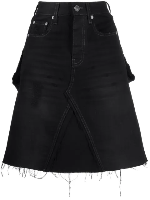 Balenciaga rip-detail A-line denim skirt
