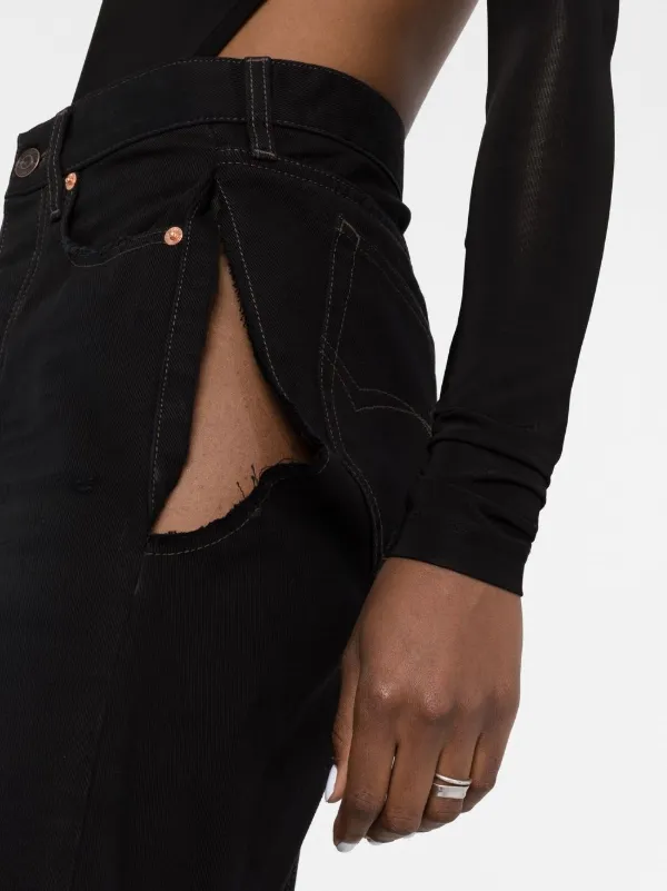 Balenciaga rip-detail A-line Denim Skirt | Black | FARFETCH