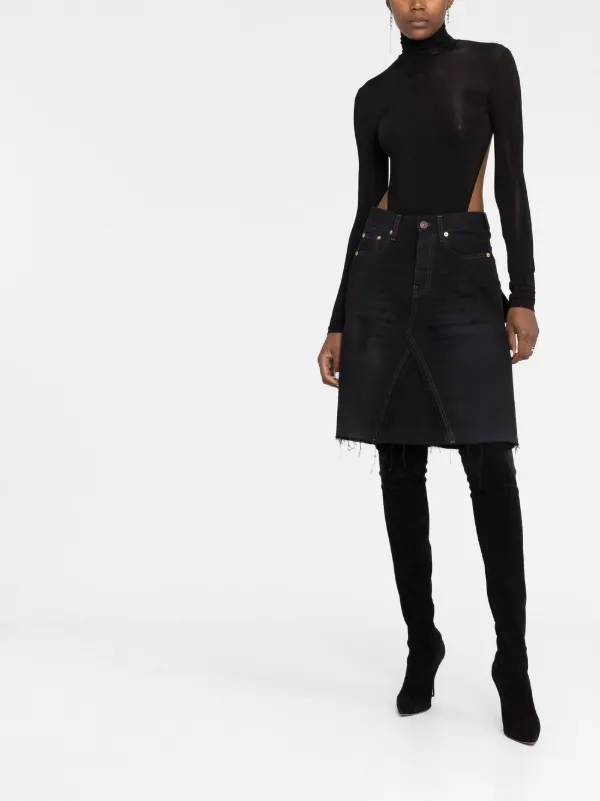 Balenciaga rip-detail A-line Denim Skirt | Black | FARFETCH