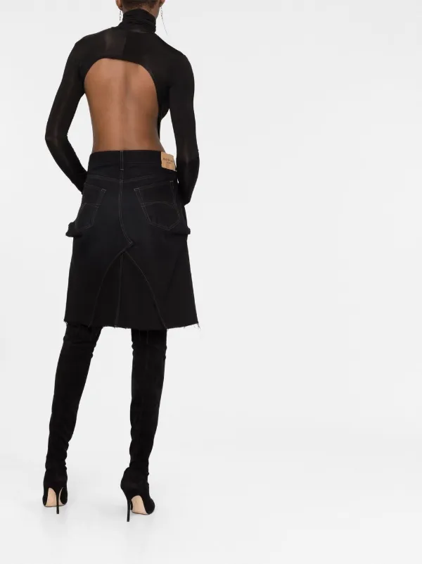 Balenciaga rip-detail A-line Denim Skirt | Black | FARFETCH