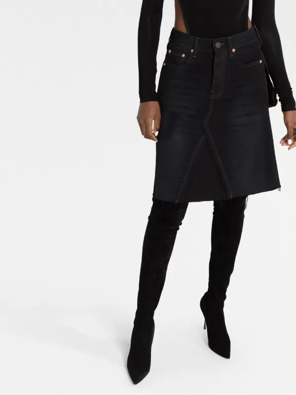 Balenciaga rip-detail A-line Denim Skirt | Black | FARFETCH