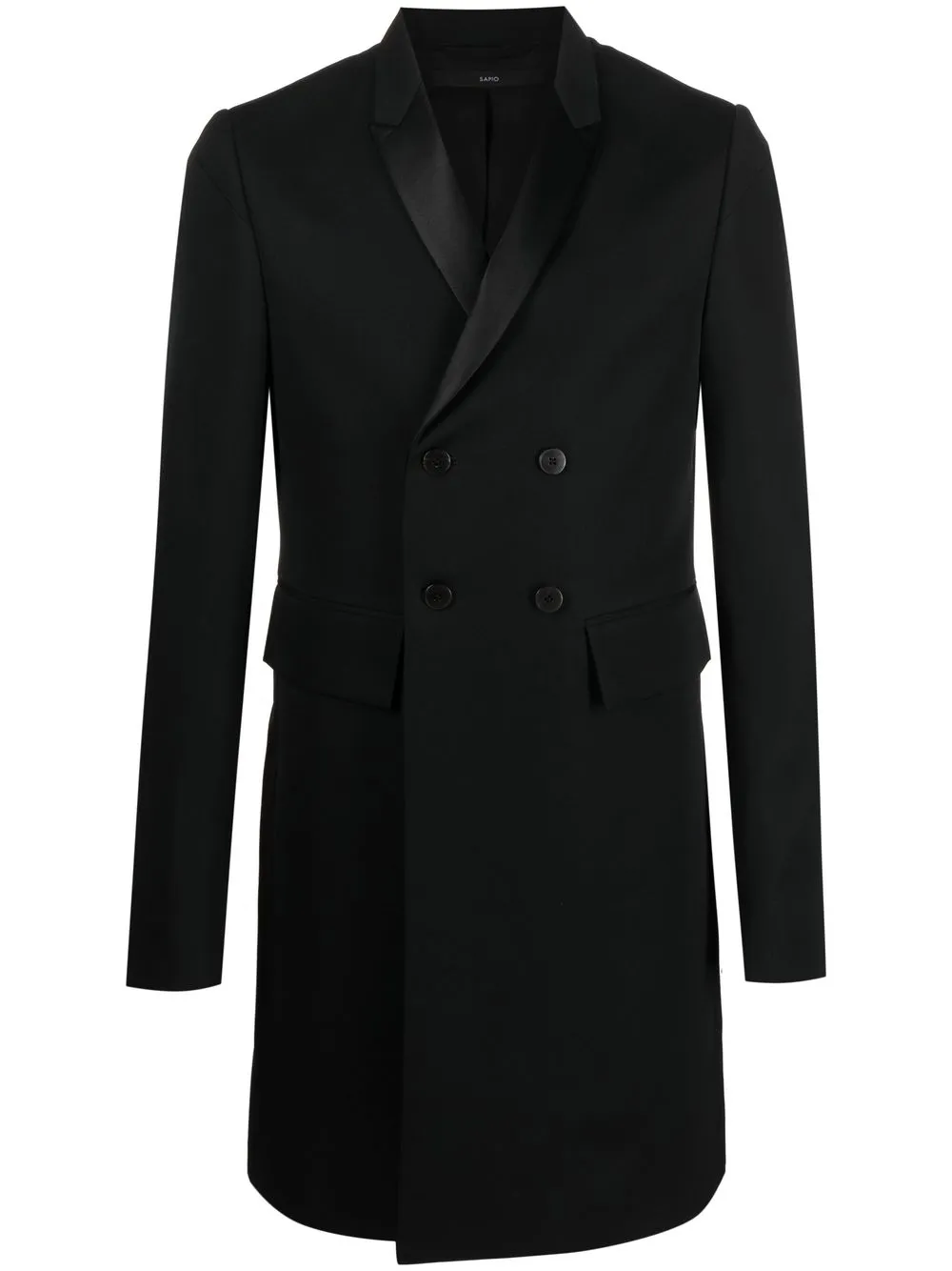 

SAPIO peak-lapel double-breasted coat - Black