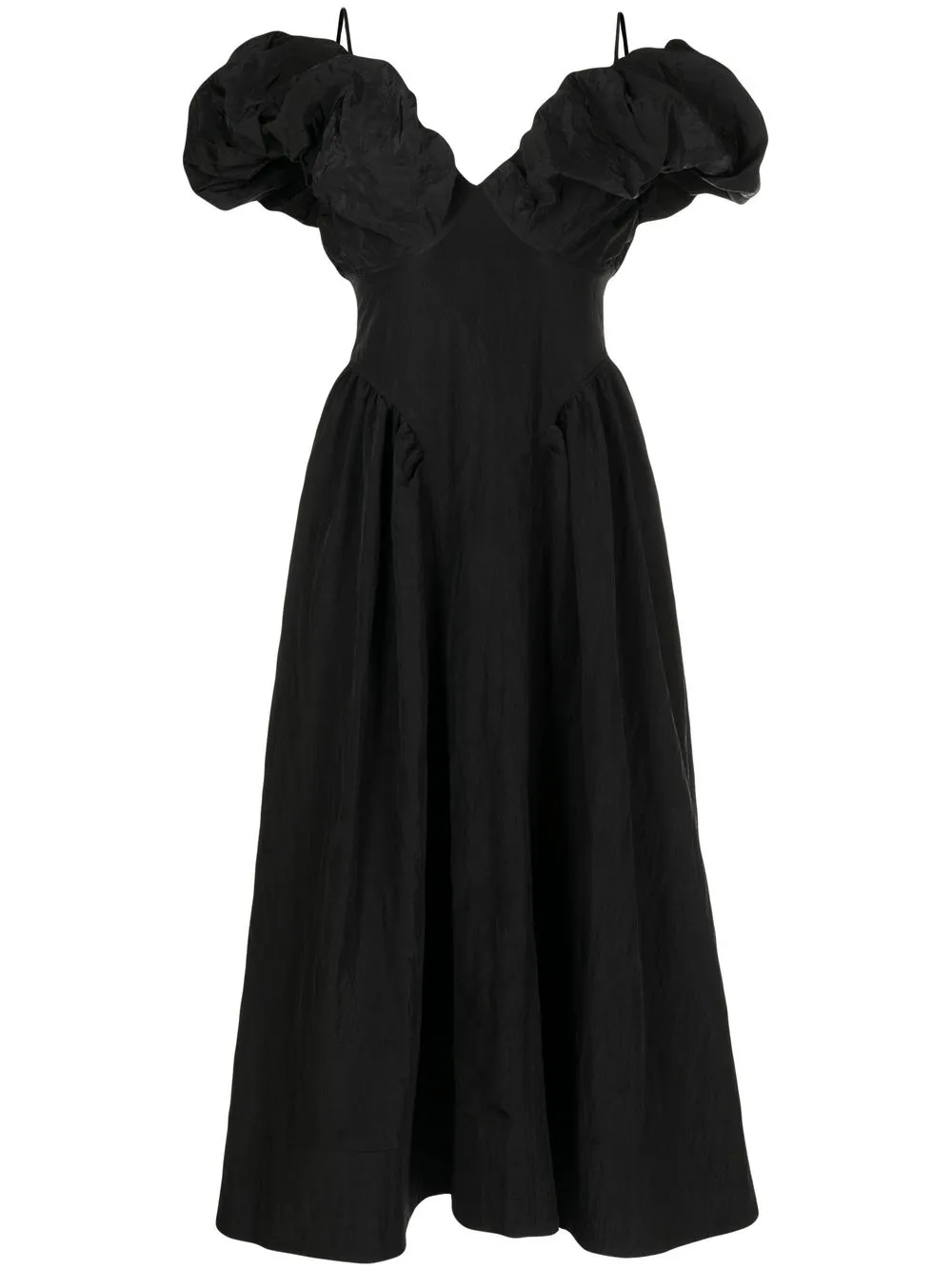 

Rejina Pyo vestido con detalle de panel fruncido - Negro