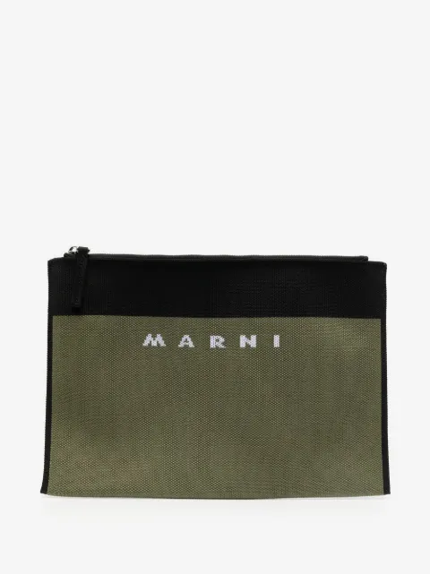Marni logo-jacquard clutch bag