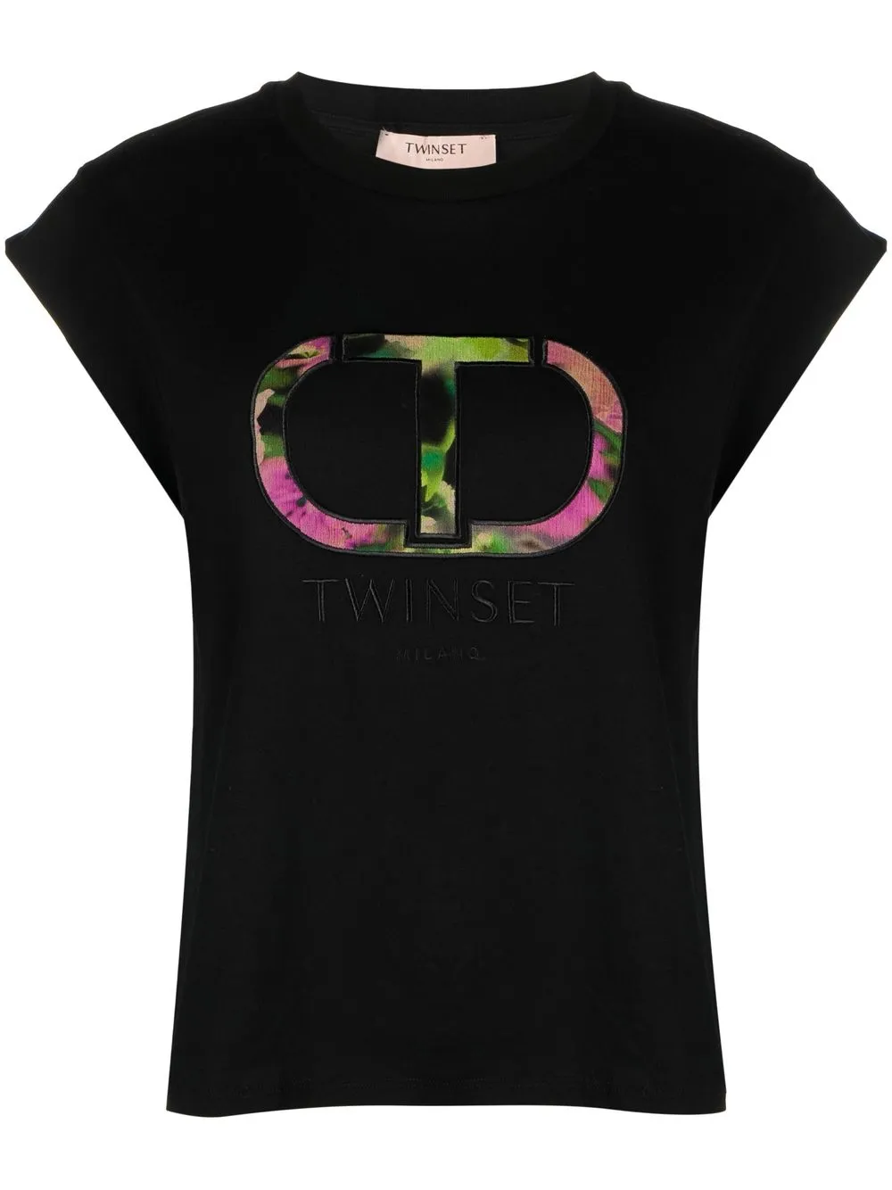 

TWINSET playera manga corta con logo estampado - Negro