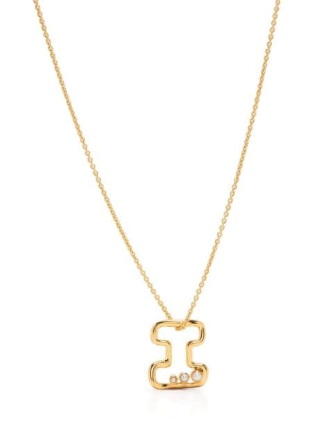 pearl-embellished initial pendant necklace