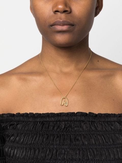 pearl-embellished initial pendant necklace