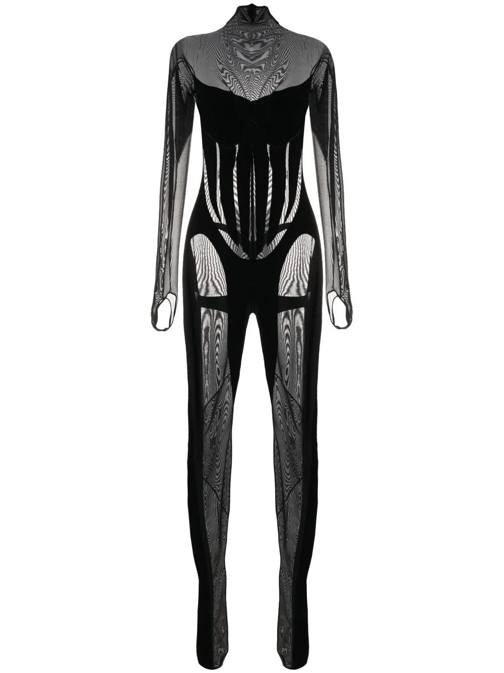 

Mugler sheer-panel jumpsuit - Black