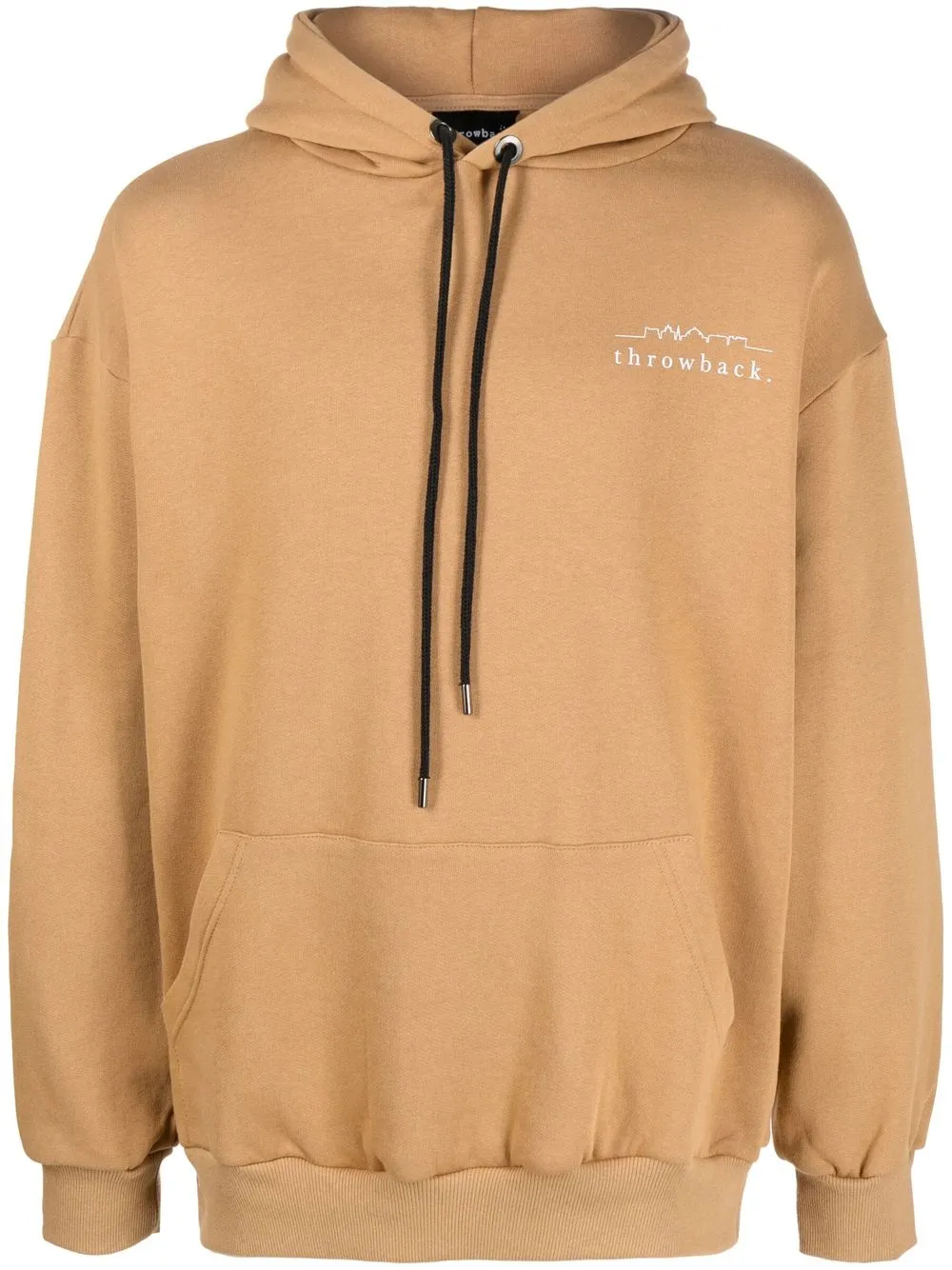 

Throwback. logo-print drawstring hoodie - Neutrals
