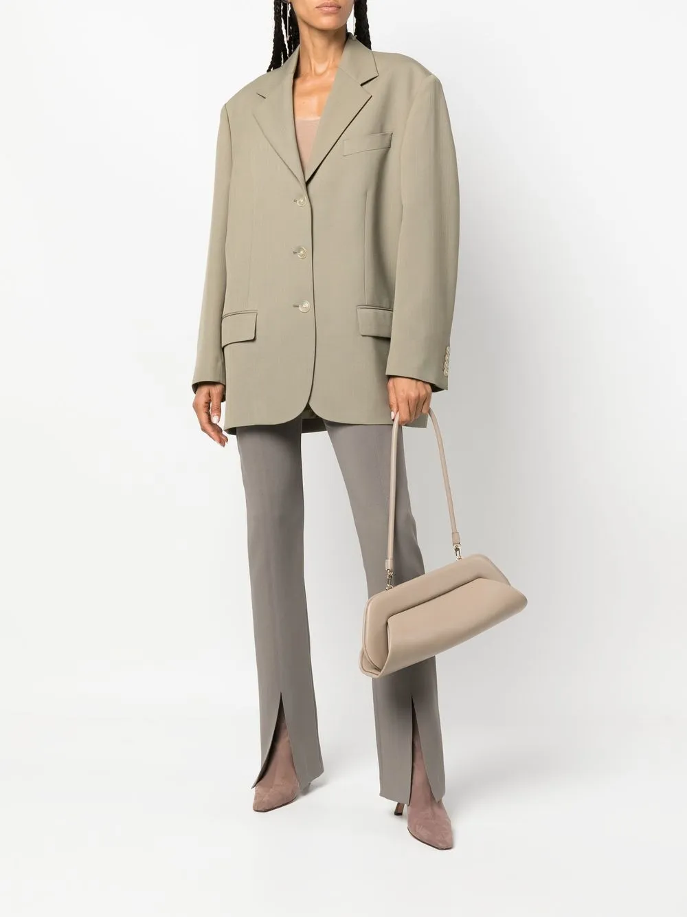 Themoirè Bios schoudertas van imitatieleer - Beige