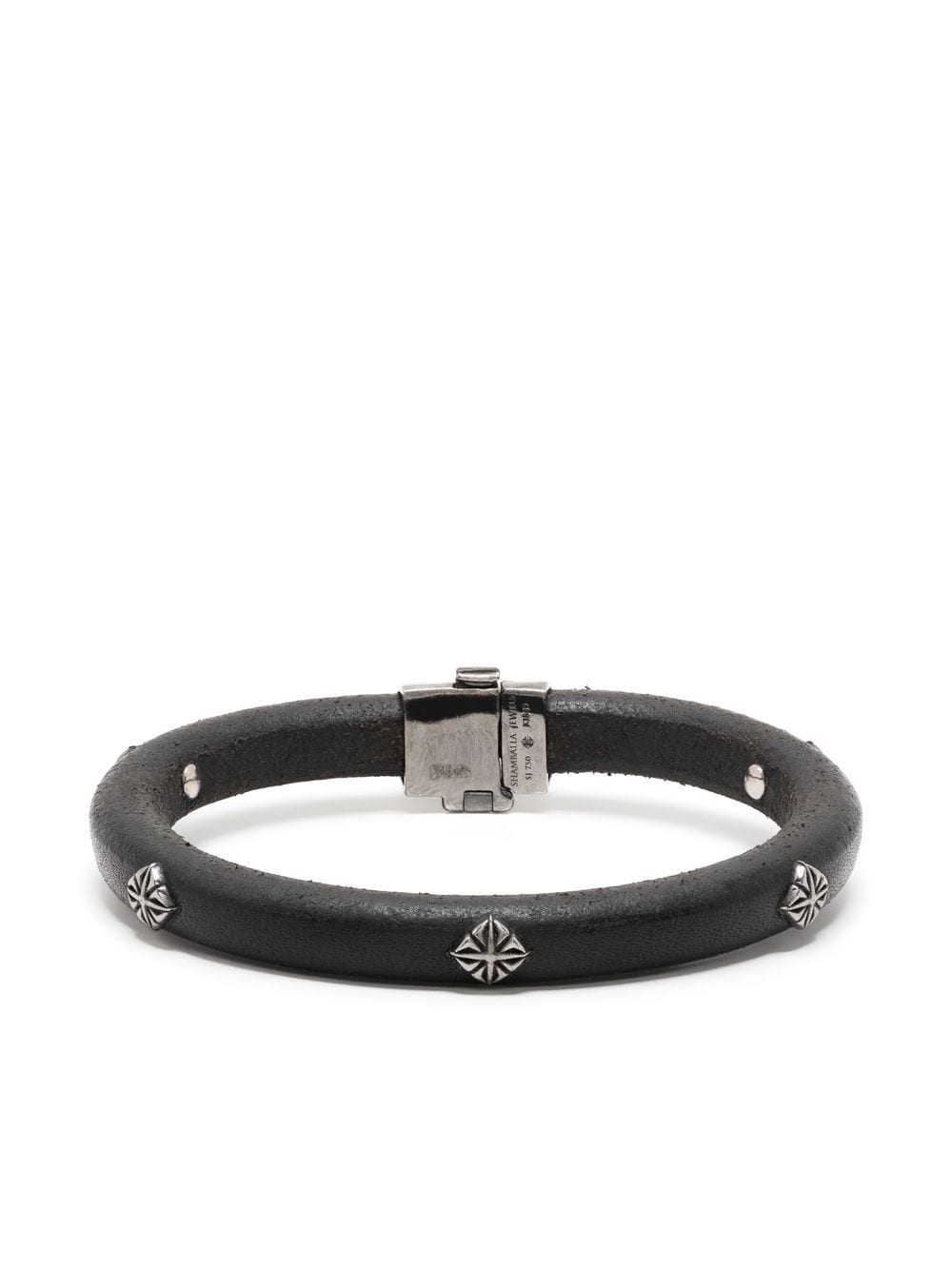 Shamballa Jewels Stud Detailing Leather Bracelet In Black