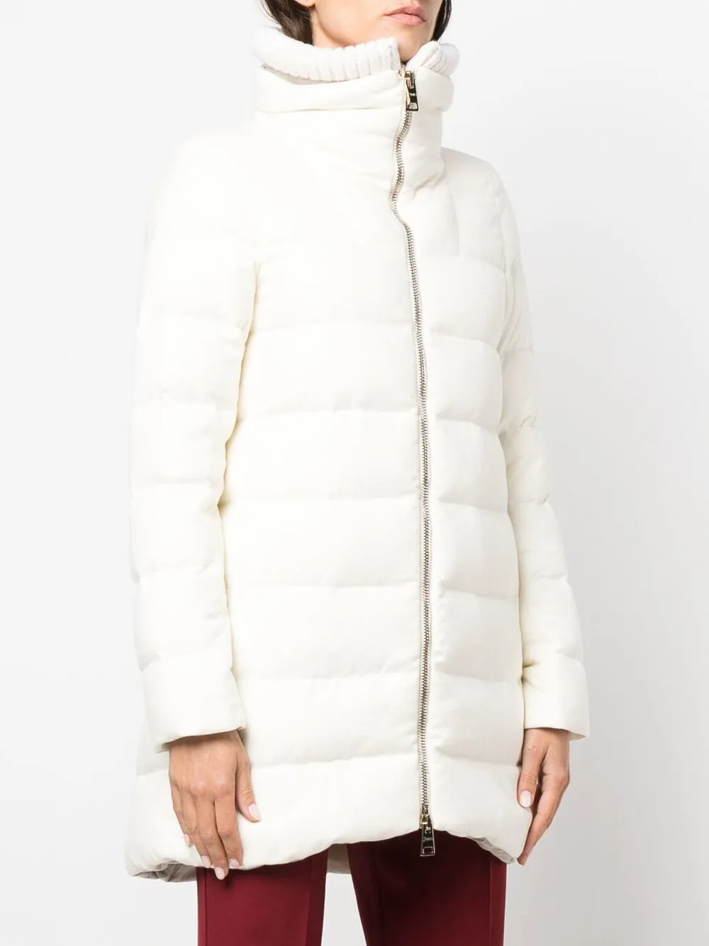 Herno Zipped-up Padded Coat In Weiss