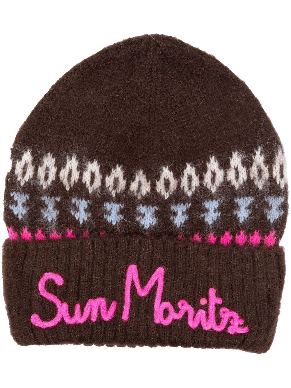 Shop Mc2 Saint Barth Sun Moritz Embroidered Beanie In Braun