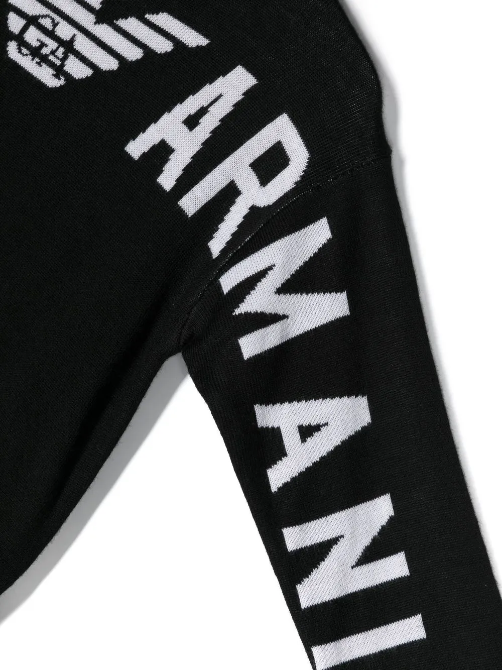 Shop Emporio Armani Intarsia-knit Logo Crew-neck Jumper In Black