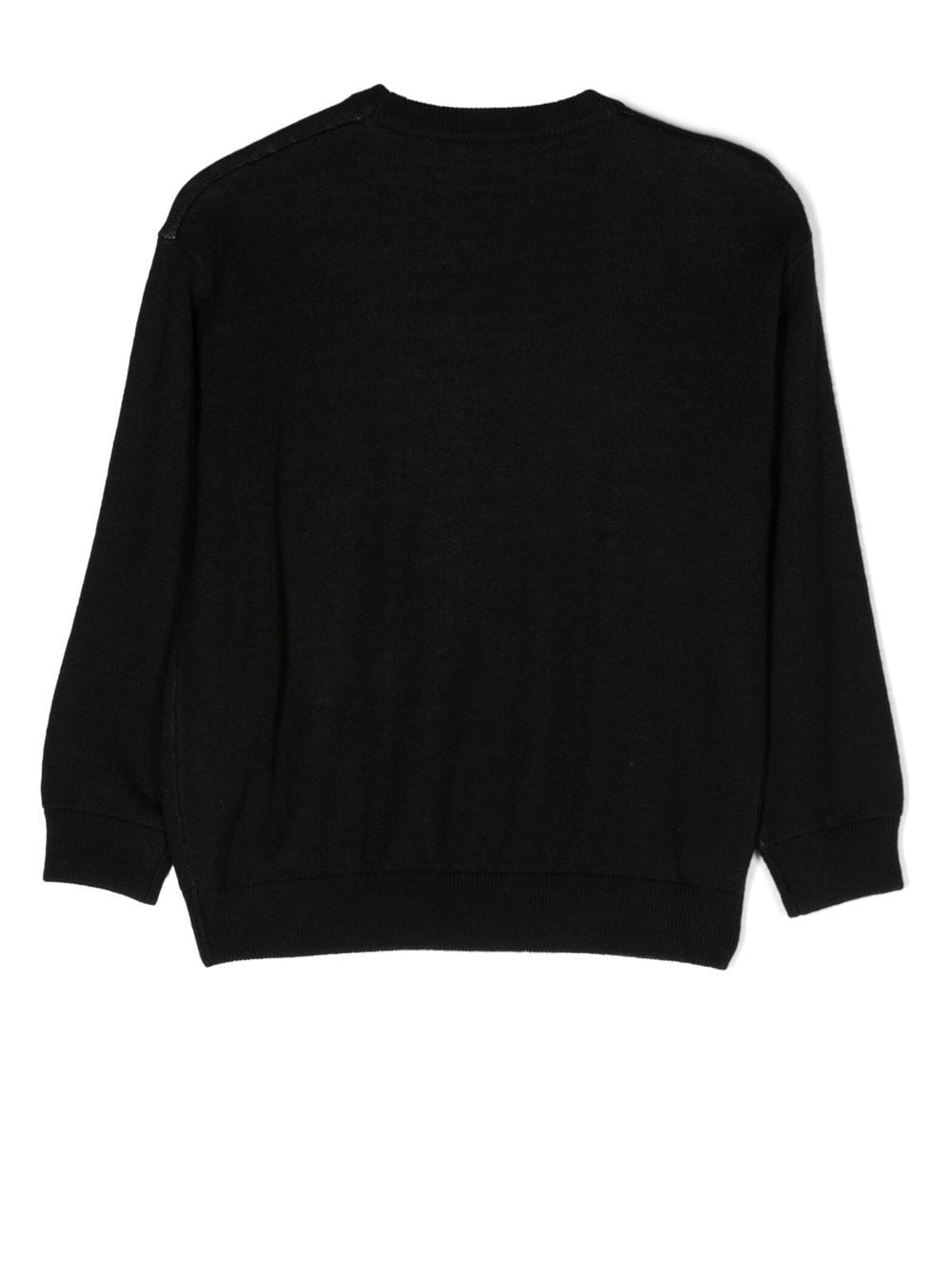 Shop Emporio Armani Intarsia-knit Logo Crew-neck Jumper In Black