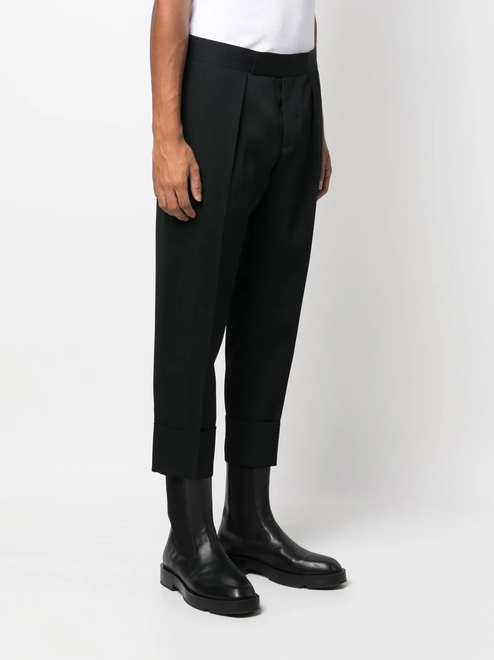  Sapio Cropped Hose Mit Bundfalten   Schwarz 