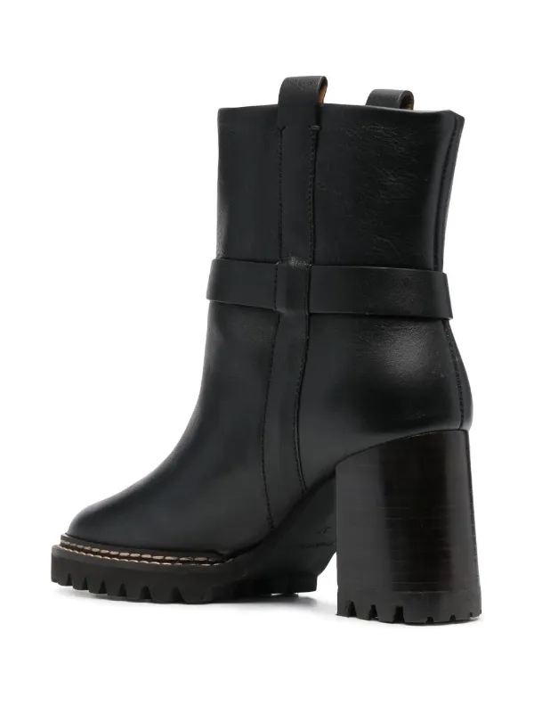 See By Chloé 100mm Leather Ankle Boots | Black | FARFETCH