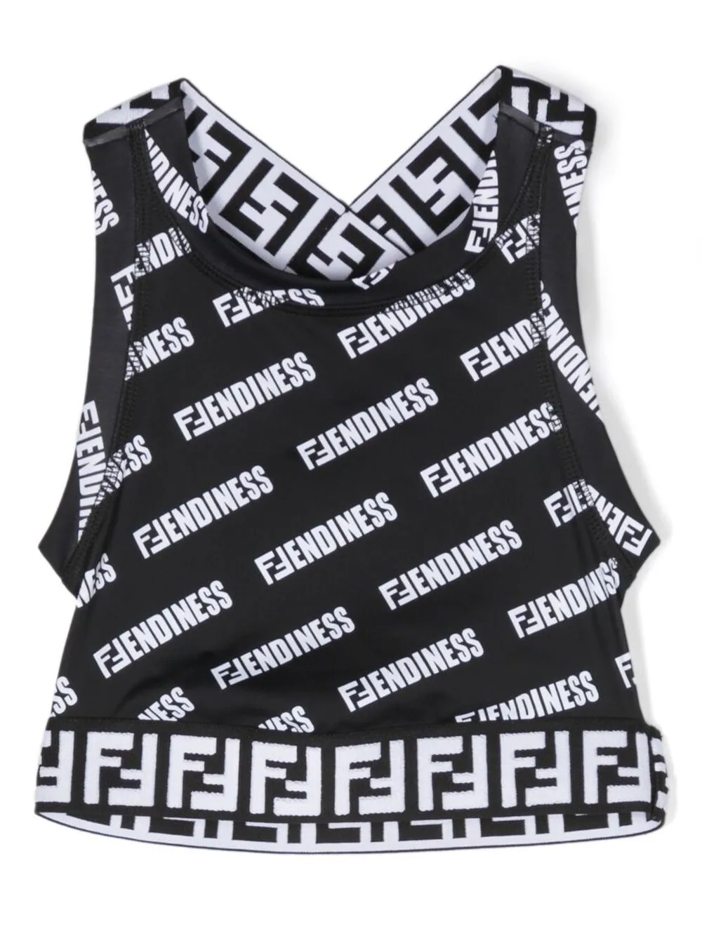 Fendi Kids' Logo Print Waistcoat Top In Black