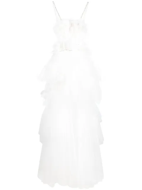 Loulou floral-appliqué evening gown