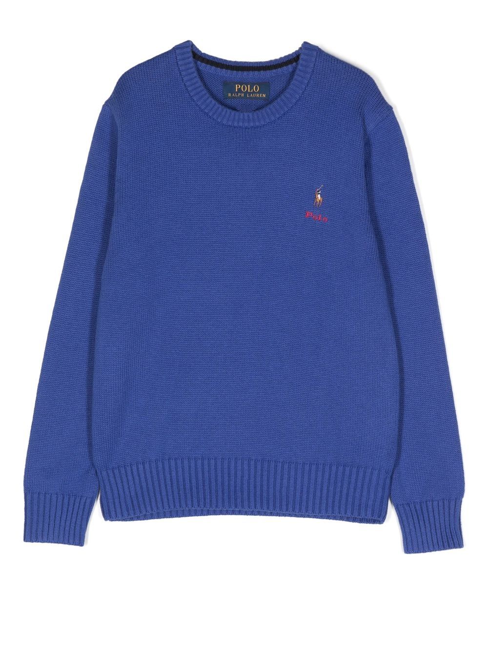 Ralph Lauren Kids' Embroidered-logo Knitted Jumper In Blau