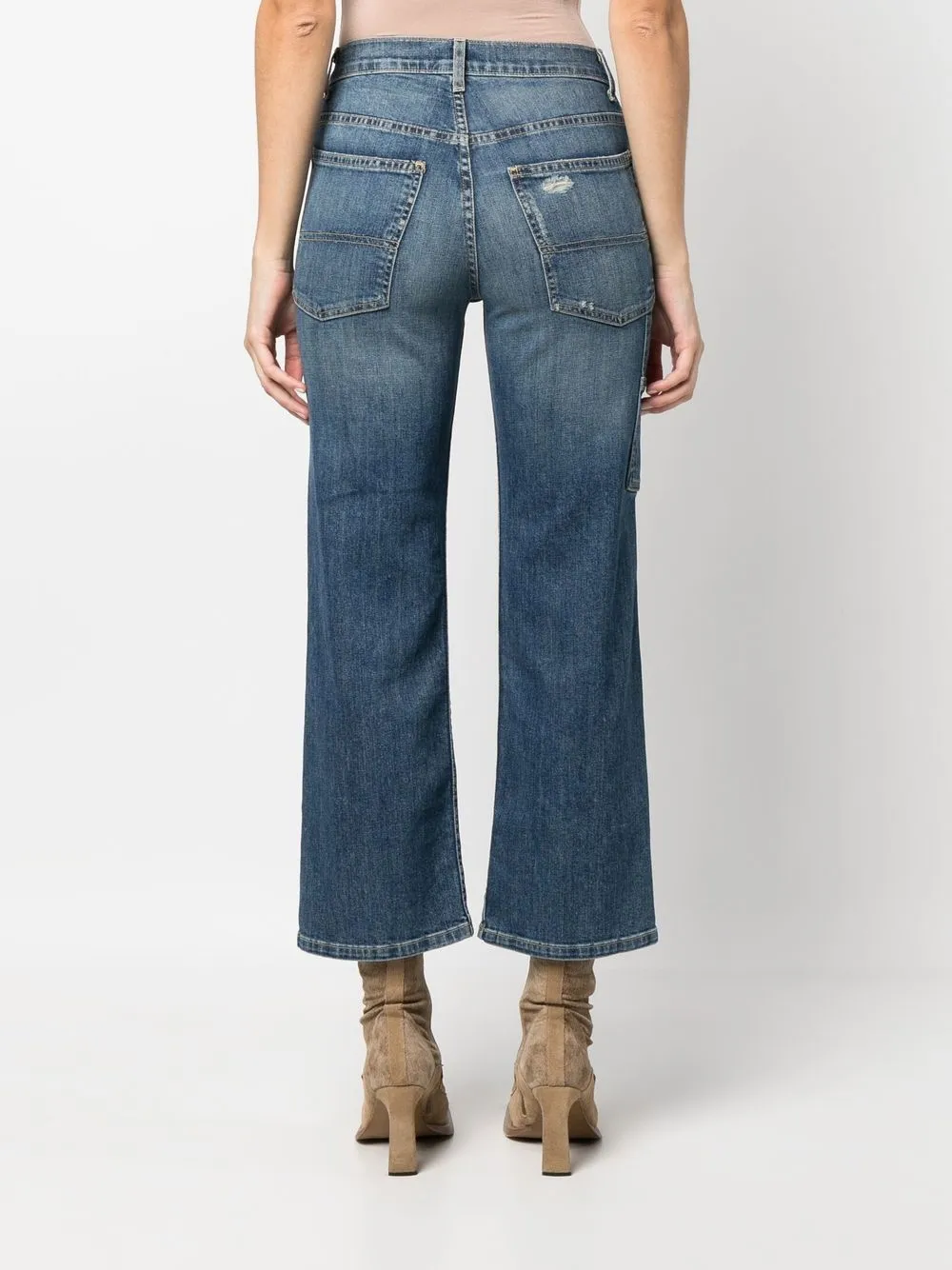 Distressed Cropped Flared Jeans