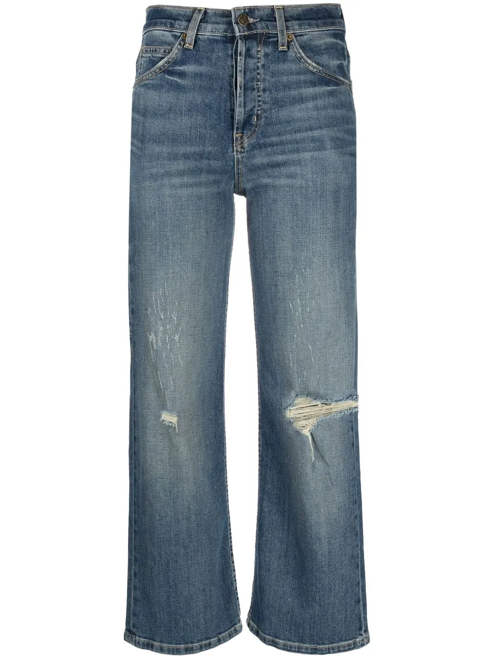 

Nili Lotan distressed cropped flared jeans - Blue