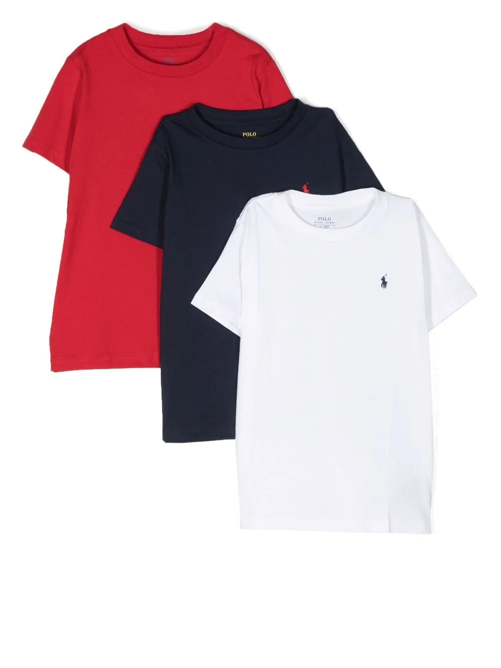 

Ralph Lauren Kids pack de tres playeras con logo bordado - Rojo