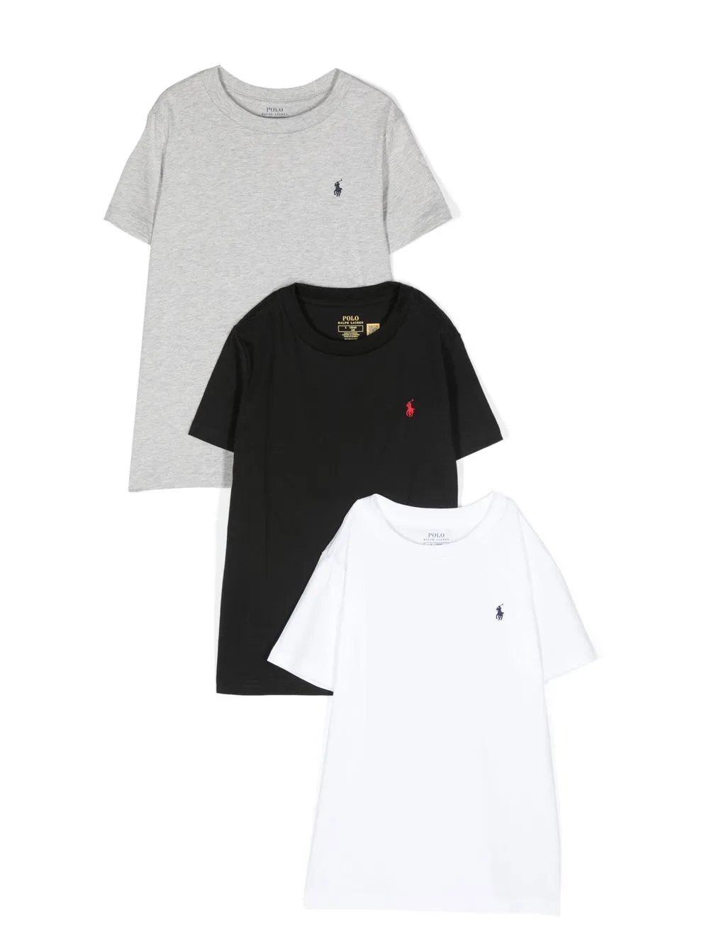 

Ralph Lauren Kids pack de tres playeras con logo bordado - Negro