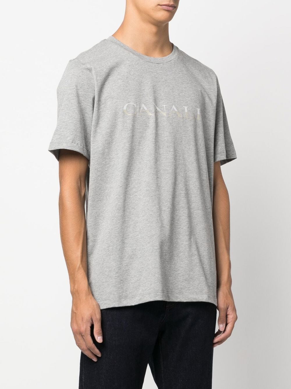 Canali T-shirt met logoprint - Grijs