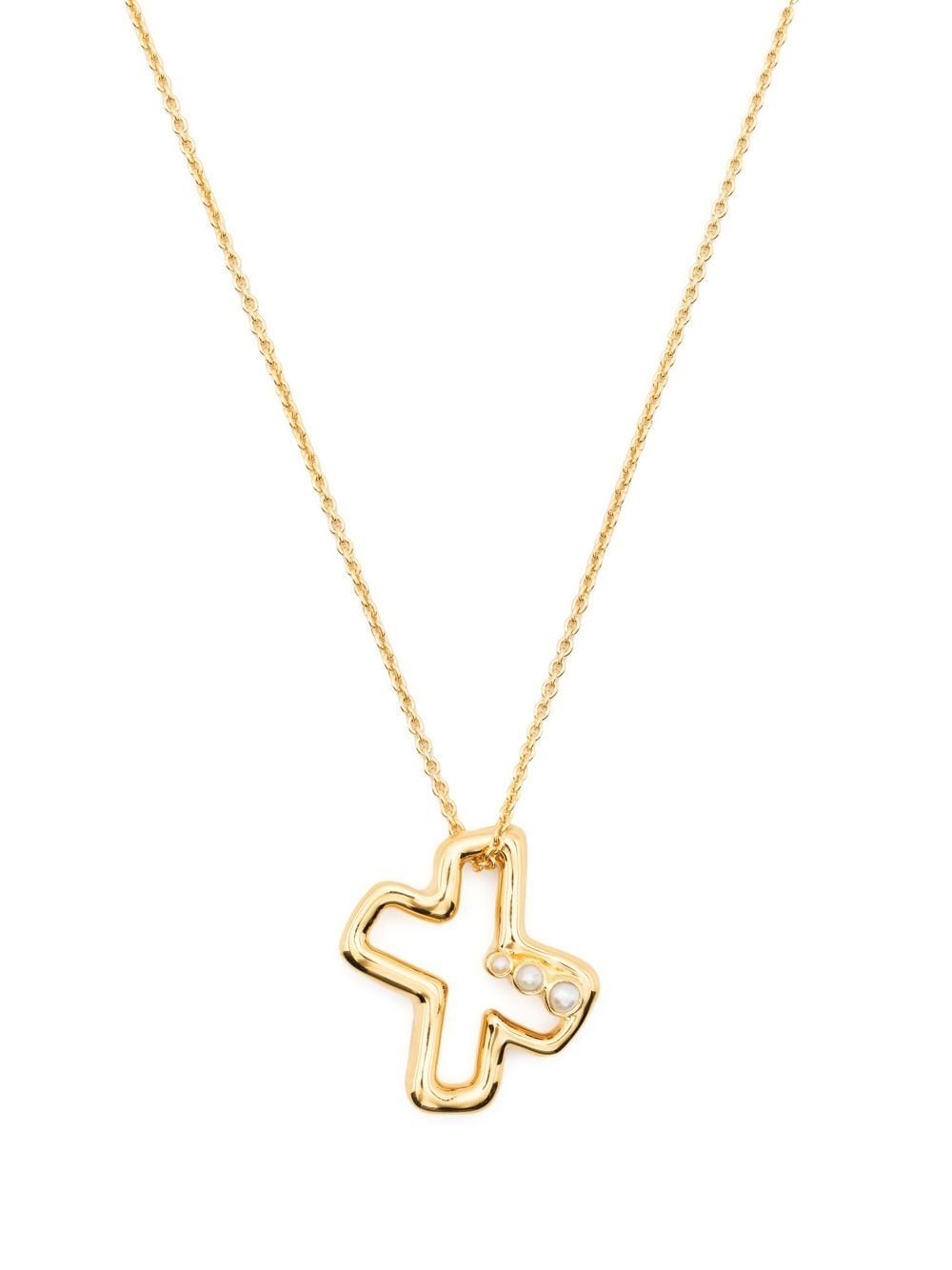 Missoma Pearl-embellished Initial Pendant Necklace In Gold