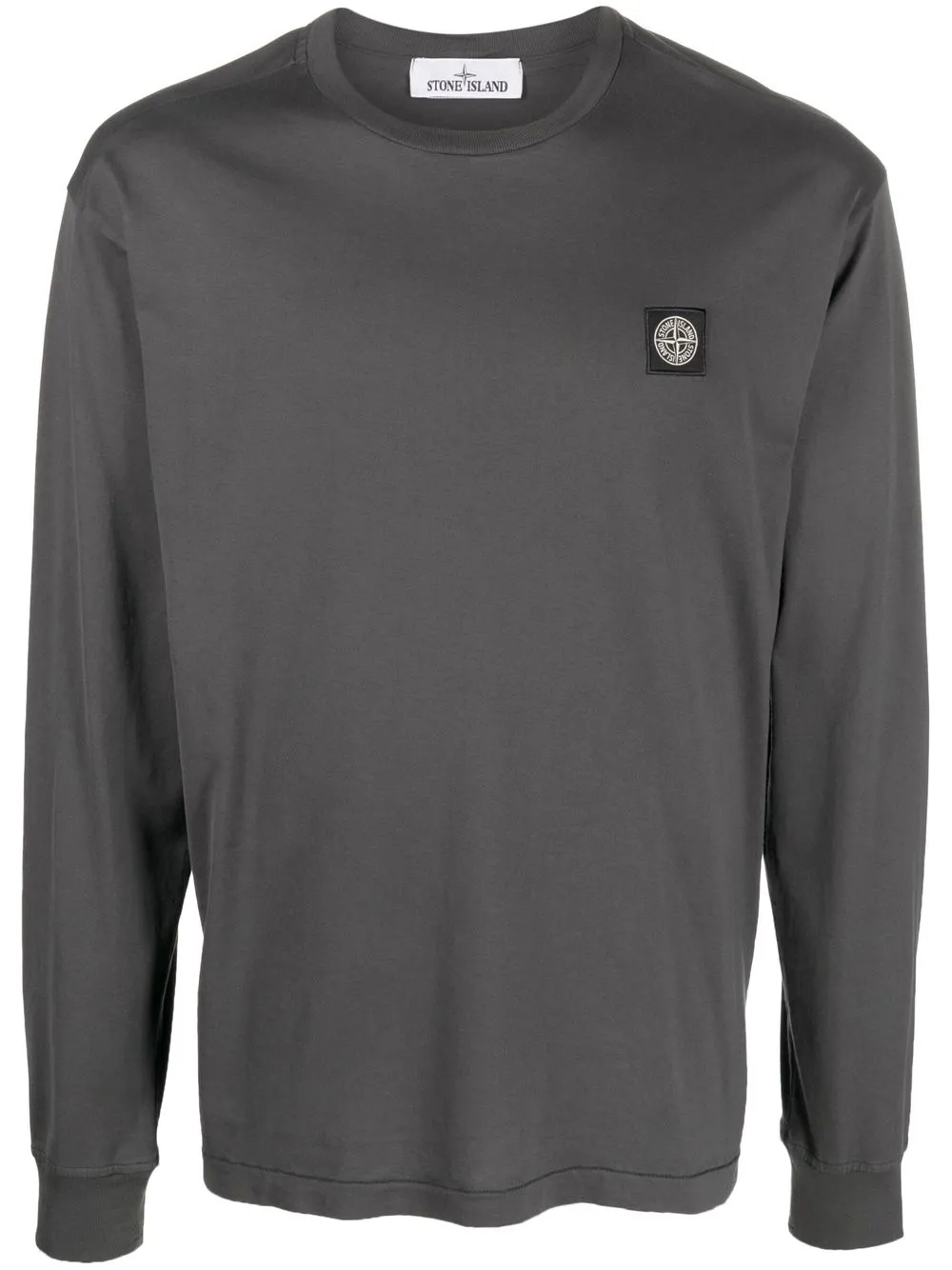 

Stone Island playera manga larga con parche del logo - Gris