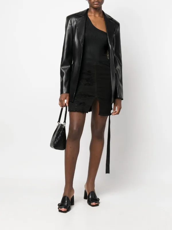 Rick Owens DRKSHDW Distressed Denim Mini Skirt | Black